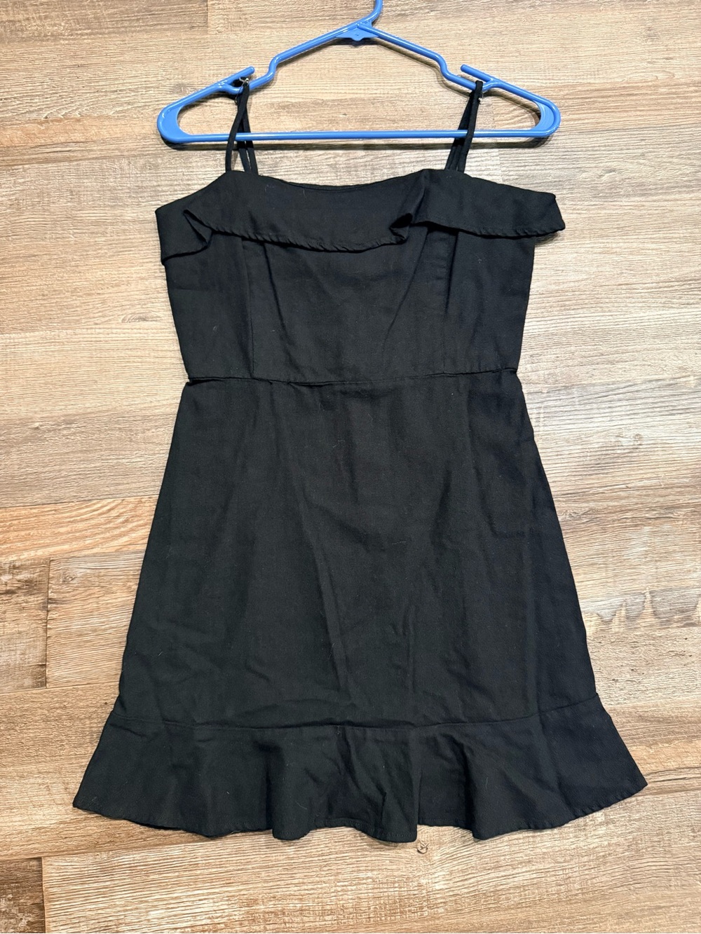 Gianni Bini Black Ruffle-Hem Mini Dress with Adjustable Straps